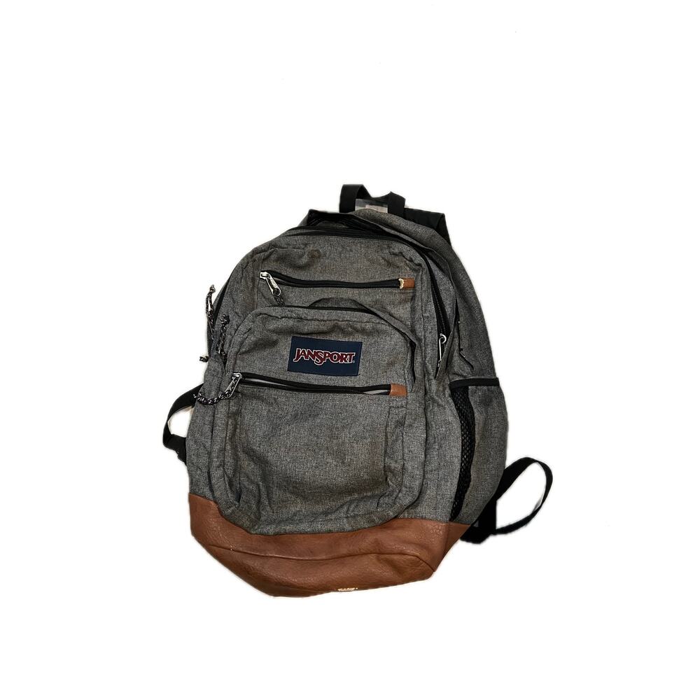 JanSport Cool Student 3 Section School Backpack Gray Brown